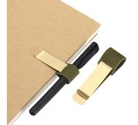 PATIKIL Pen Loop for Notebook, Brass Wax Retro Leather Pencil Holder Pen Clip for Notebook Clipboards Pocket Office Traveler Journals Planner, Olive Green/Brass