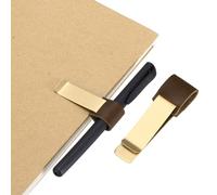 PATIKIL Pen Loop for Notebook, Brass Wax Retro Leather Pencil Holder Pen Clip for Notebook Clipboards Pocket Office Traveler Journals Planner, Light Brown/Brass