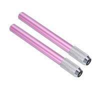 PATIKIL Pencil Extenders, 2Pcs Art Adjustable Metal Pencil Holder Lengthener Pen Sleeve for Short Pencil Crayon Colored Pencils Writing Desk Office, Pink
