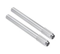PATIKIL Pencil Extenders, 2Pcs Art Adjustable Metal Pencil Holder Lengthener Pen Sleeve for Short Pencil Crayon Colored Pencils Writing Desk Office, Silver