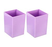 PATIKIL Pencil Holder, 2 Pack Plastic Pen Makeup Brush Holder Cup Storage Square Desktop Organizer Stationery Caddy for Home Office, Purple