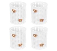 PATIKIL Pencil Holder, 4 Pack Plastic Pen Holder for Desk Cute Pencil Holders Bow Cup Organizer Mesh Makeup Brush Holder Stationery Storage, White