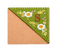 PATIKIL Personalized Embroidered Corner Bookmark, Cute Flower Felt Stitched Triangle Book Mark Page Marker for Women Men Book Lovers Teachers, Green, Letter S