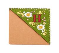 PATIKIL Personalized Embroidered Corner Bookmark, Cute Flower Felt Stitched Triangle Book Mark Page Marker for Women Men Book Lovers Teachers, Green, Letter H