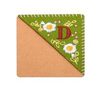 PATIKIL Personalized Embroidered Corner Bookmark, Cute Flower Felt Stitched Triangle Book Mark Page Marker for Women Men Book Lovers Teachers, Green, Letter D