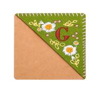 PATIKIL Personalized Embroidered Corner Bookmark, Cute Flower Felt Stitched Triangle Book Mark Page Marker for Women Men Book Lovers Teachers, Green, Letter G
