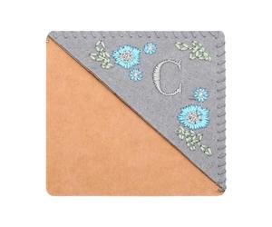 PATIKIL Personalized Embroidered Corner Bookmark, Cute Flower Felt Stitched Triangle Book Mark Page Marker for Women Men Book Lovers Teachers, Grey, Letter C