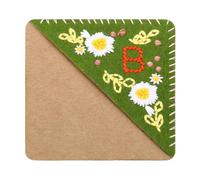 PATIKIL Personalized Embroidered Corner Bookmark, Flower Felt Stitched Triangle Book Mark Hand Floral Page Marker for Women Men Reading Lovers Teachers DIY, Green, Letter b