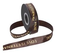 PATIKIL Personalized Grosgrain Ribbon, 2.5cm x 36.5m Love is Eternal Polyester Ribbon for Holiday Party, Wedding Decoration, Gift Wrapping, Brown