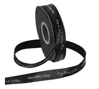 PATIKIL Personalized Grosgrain Ribbon, 2cm x 36.5m Perfect Happy Day Polyester Ribbon for Holiday Party, Wedding Decoration, Gift Wrapping, Black