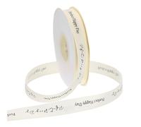 PATIKIL Personalized Grosgrain Ribbon, 2cm x 36.5m Perfect Happy Day Polyester Ribbon for Holiday Party, Wedding Decoration, Gift Wrapping, Cream