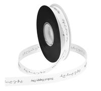 PATIKIL Personalized Grosgrain Ribbon, 2cm x 36.5m Perfect Happy Day Polyester Ribbon for Holiday Party, Wedding Decoration, Gift Wrapping, White
