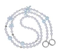PATIKIL Phone Chain Crossbody Lanyard, 1Pcs Pearl Beaded Bow Butterfly Universal Phone Wrist Strap Cute Charm Strap for Women Girls Most Smartphones Bags Purses, Blue