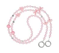 PATIKIL Phone Chain Crossbody Lanyard, 1Pcs Pearl Beaded Bow Butterfly Universal Phone Wrist Strap Cute Charm Strap for Women Girls Most Smartphones Bags Purses, Pink