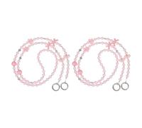 PATIKIL Phone Chain Crossbody Lanyard, 2Pcs Pearl Beaded Bow Butterfly Universal Phone Wrist Strap Cute Charm Strap for Women Girls Most Smartphones Bags Purses, Pink