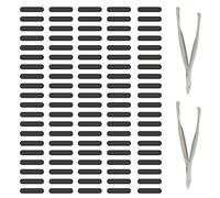 PATIKIL Phone Dustproof Net Sticker, 100 Pcs Phone Speaker Anti Dust Protector Cover Universal Speaker Mesh Sticker with Tweezer for Mobile (0.87"x0.2"), Black