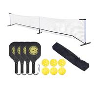 PATIKIL Pickleball Net Set 22FT Regulation Size Portable Net System with 6 Pickleball, 4 Paddles & Carrying Bag for Driveway Backyards Indoor Outdoor, Black