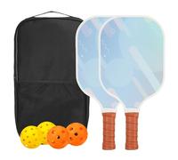 PATIKIL Pickleball Paddles Set, USAPA Approved Fiberglass Surface Pickleball Rackets with Overgrip, 2 Paddles, 4 Pickleballs,1 Carry Bag for Men Women, Sky Blue