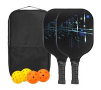 PATIKIL Pickleball Paddles Set, USAPA Approved Fiberglass Surface Pickleball Rackets with Overgrip, 2 Paddles, 4 Pickleballs,1 Carry Bag for Men Women, Black Starlight