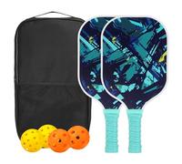 PATIKIL Pickleball Paddles Set, USAPA Approved Fiberglass Surface Pickleball Rackets with Overgrip, 2 Paddles, 4 Pickleballs,1 Carry Bag for Men Women, Blue Style