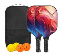 PATIKIL Pickleball Paddles Set, USAPA Approved Fiberglass Surface Pickleball Rackets with Overgrip, 2 Paddles, 4 Pickleballs,1 Carry Bag for Men Women, Flame Blue Red
