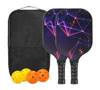 PATIKIL Pickleball Paddles Set, USAPA Approved Fiberglass Surface Pickleball Rackets with Overgrip, 2 Paddles, 4 Pickleballs,1 Carry Bag for Men Women, Geometric Purple