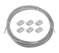 PATIKIL Picture Hanging Wire Kit, 4mm x 10 Meters Stainless Steel Rope Cable with 6 Pcs Double Hole M4 Aluminum Sleeve for Hanging Picture Mirror, Silver