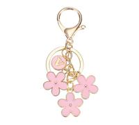PATIKIL Pink Flower Keychain Charm, Cute Enameled Keychain Initial Floral Keyring with Letter V Charm Pendant for Women Key Handbag Backpack Bag Accessories