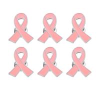 PATIKIL Pink Ribbon Awareness Pin, 6 Pcs Enamel Ribbon Brooch Lapel Pin with Secure Clutch Back for Awareness Fundraising Charity Events, 2.6x2.1cm