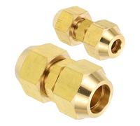 PATIKIL Pipe Extension Joint Connector Set, 2Pcs Free Welding AC Copper Pipe Coupling Adapter Fittings with Flare Nuts for Copper Pipe Diameter 1/4" and 5/8" Refrigeration HVAC