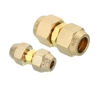 PATIKIL Pipe Extension Joint Connector Set, 2pcs Free Welding AC Copper Pipe Coupling Adapter with Flare Nuts for Copper Pipe Diameter 1/4" and 5/8" Refrigeration HVAC