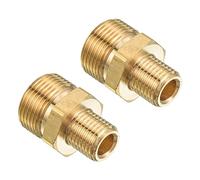 PATIKIL Pipe Fitting, 2 Pack M22 to M14 Male Thread Hex Extension Connector Adapter 1.26 Inch for Garden Water Pipe, Gold
