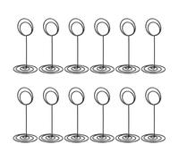 PATIKIL Place Card Holder, 12 Pack 3.3 Inch Tall Metal Memo Clip Holder Stand with Round Clasp Table Number Holders for Pictures Photos Note Card Paper Food Sign, Black