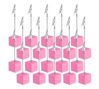PATIKIL Place Card Holder, 20Pcs Memo Clip Holder Stand with Alligator Clasp Table Number Holders Wooden Base for Pictures Note Card Paper, Pink