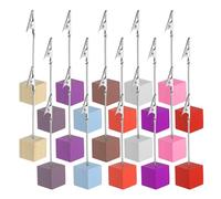 PATIKIL Place Card Holder, 20Pcs Memo Clip Holder Stand with Alligator Clasp Table Number Holders Wooden Base for Pictures Note Card Paper, Multicolored