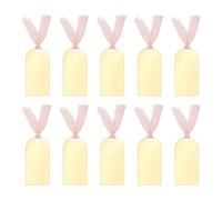 PATIKIL Place Cards for Table Setting 3.5" x 1.8", 10 Pcs Acrylic Name Cards with Ribbon for Wedding Banquets Events Table Setting Reserved Signs Party Supplies, Style B Gold