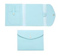 PATIKIL Planner Cover, Leather Notebook Cover for Business Cards Documents Notebook with Pen Holder Phone Pocket Card Slot Secure Button, Sky Blue