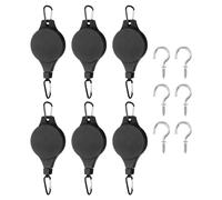 PATIKIL Plant Hanger, 12 Pcs Pulley Retractable Hanging with Ceiling Hook Indoor and Outdoor Plant Pots Holder, for Planters, Flower Basket, Bird Feeders, Black