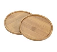PATIKIL Plant Pot Saucer, 2 Pack 5 Inch OD Bamboo Round Flower Drip Tray for Indoors