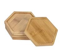 PATIKIL Plant Pot Saucer, 4 Pack 4x3.5 Inch Bamboo Hexagonal Flower Drip Tray for Indoors
