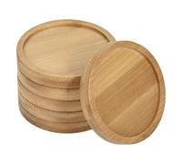 PATIKIL Plant Pot Saucer, 6 Pack 3 Inch OD Bamboo Round Flower Drip Tray for Indoors