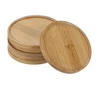 PATIKIL Plant Pot Saucer, 6 Pack 4.3 Inch OD Bamboo Round Flower Drip Tray for Indoors