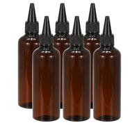 PATIKIL Plastic Applicator Bottle, 6 Pcs 3.4oz(100ml) Leak Proof Refillable Empty Dispenser Container Squeeze Bottle with Twist Top Cap for Hair Ink Liquid Sauces, Brown