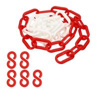 PATIKIL Plastic Chain,3 FEET Safety Barrier Chain for Crowd Control, 1/4inch(6mm) Red/White Plastic Chains Links for Queue Lines, Parking, Fences, Gate, Concerts, and Decoration