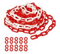 PATIKIL Plastic Chain,32 FEET Safety Barrier Chain for Crowd Control, 1/4inch(6mm) Red/White Plastic Chains Links for Queue Lines, Parking, Fences, Gate, Concerts, and Decoration