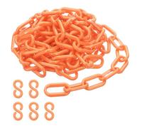 PATIKIL Plastic Chain Links, 10 Feet Safety Chains, Orange Plastic Chains for Barriers, Crowd Control, Queue Lines, Parking, Fences, Gate, Concerts, and Decoration