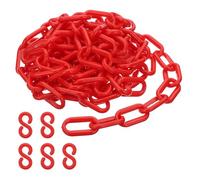 PATIKIL Plastic Chain Links, 10 Feet Safety Chains, Red Plastic Chains for Barriers, Crowd Control, Queue Lines, Parking, Fences, Gate, Concerts, and Decoration