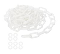 PATIKIL Plastic Chain Links, 10 Feet Safety Chains, White Plastic Chains for Barriers, Crowd Control, Queue Lines, Parking, Fences, Gate, Concerts, and Decoration