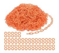 PATIKIL Plastic Chain Links, 200 Feet Safety Chains, Orange Plastic Chains Large Plastic Chain Long for Barriers, Crowd Control, Queue Lines, Parking, Fences, Gate, Concerts