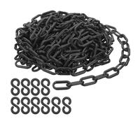 PATIKIL Plastic Chain Links, 30 Feet Safety Chains, Black Plastic Chains for Barriers, Crowd Control, Queue Lines, Parking, Fences, Gate, Concerts, and Decoration